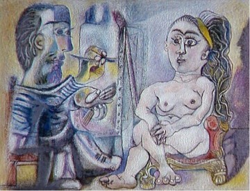  1963 Painting - The Artist and His Model 6 1963 Abstract Nude